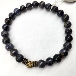 Iolite Beaded Bracelet With Ying Yang Accent Bead